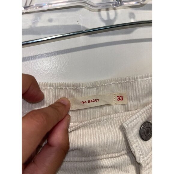 NWT Levis 94 Baggy Corduroy Pants Mid Rise Straight Leg Size 33 Cream Womens - Picture 6 of 12